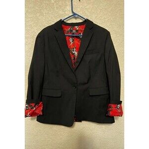 Harley Quinn Blazer Women’s Large/12 DC Comics Black Red Halloween Jacket